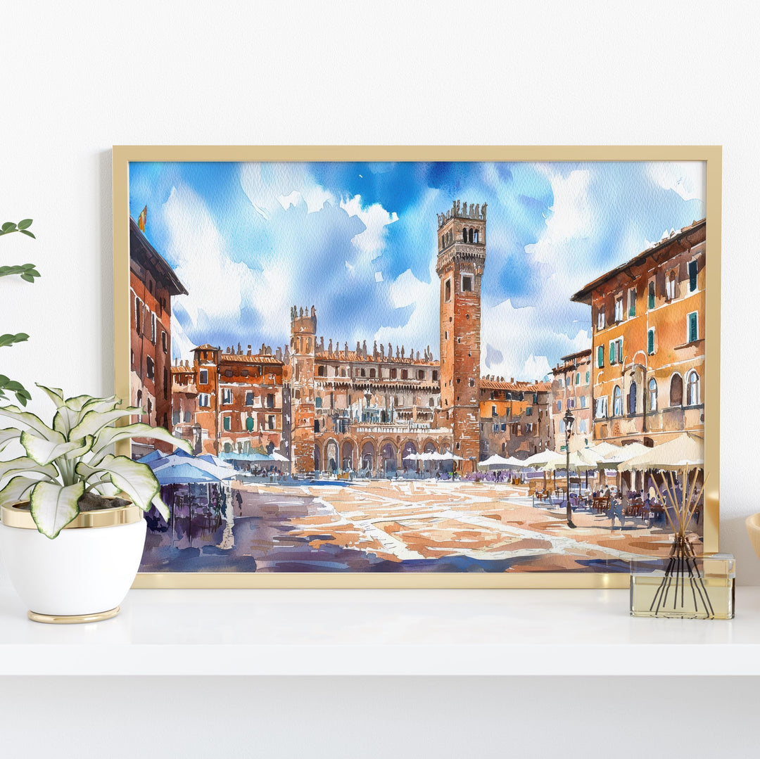 Siena Watercolor Poster Landscape Wall Art Siena Wall Hanging Home Décor Siena Gift Art Lovers Italy Wall Art
