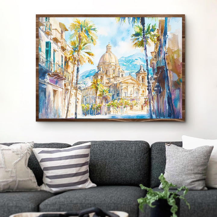 Palermo Watercolor Poster Landscape Wall Art Palermo Wall Hanging Home Décor Palermo Gift Art Lovers Italy Wall Art