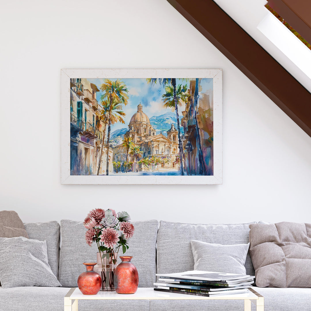 Palermo Watercolor Poster Landscape Wall Art Palermo Wall Hanging Home Décor Palermo Gift Art Lovers Italy Wall Art