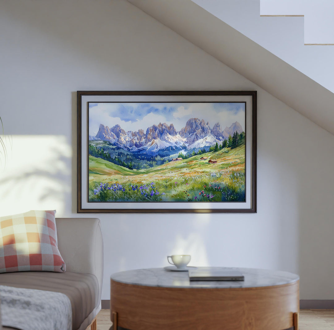 Dolomites Watercolor Poster Landscape Wall Art Dolomites Wall Hanging Home Décor Dolomites Gift Art Lovers Italy Wall Art