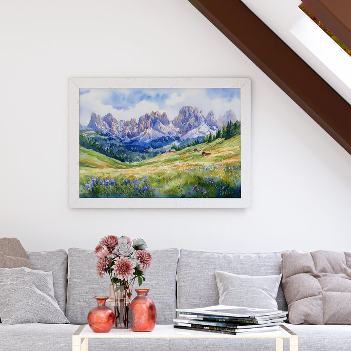 Dolomites Watercolor Poster Landscape Wall Art Dolomites Wall Hanging Home Décor Dolomites Gift Art Lovers Italy Wall Art