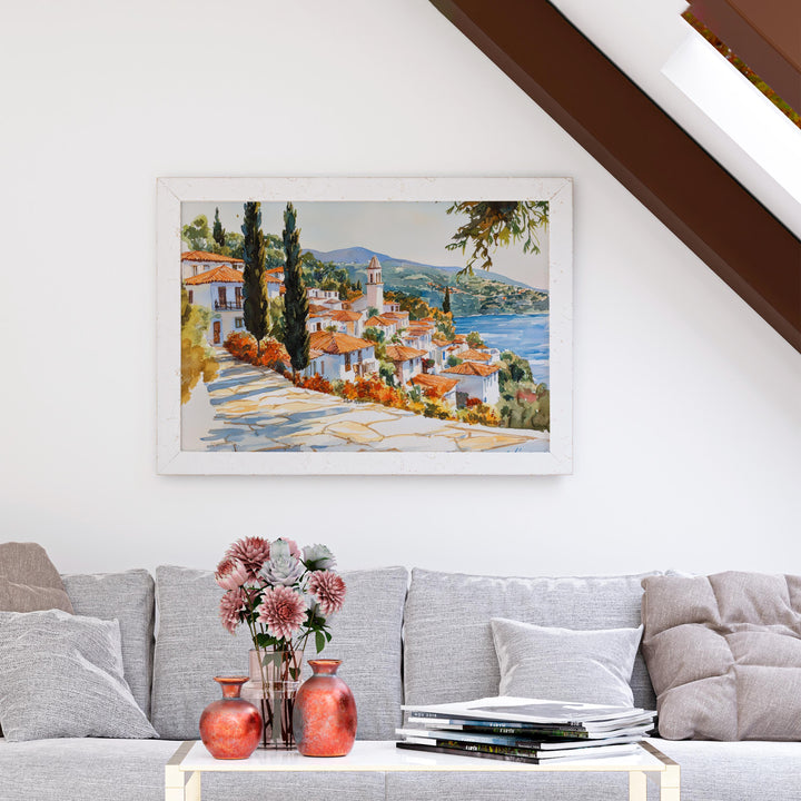 Skiathos Watercolor Poster Landscape Wall Art Skiathos Wall Hanging Home Décor Skiathos Gift Art Lovers Greece Wall Art