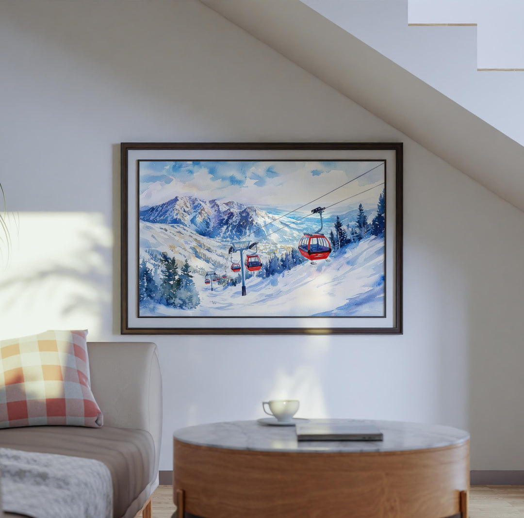 Snowbird Watercolor Poster Landscape Wall Art Snowbird Wall Hanging Home Décor Snowbird Gift Art Lovers United States Wall Art