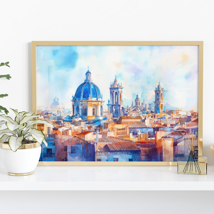 Valencia watercolor poster Wall Art Valencia Wall Hanging Home Décor Valencia Gift Art Lovers Spain Wall Art