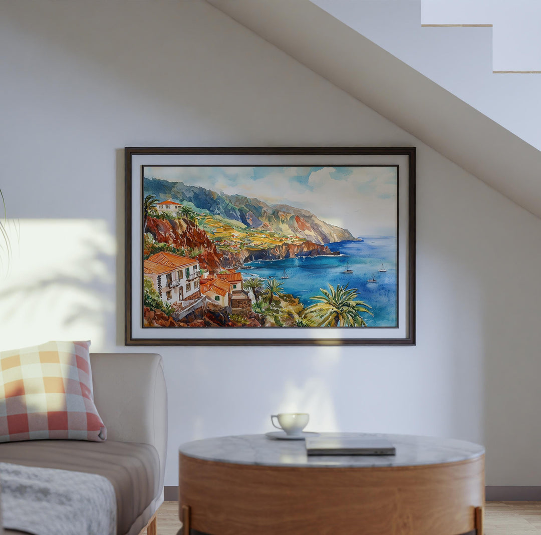 Madeira watercolor poster Wall Art Madeira Wall Hanging Home Décor Madeira Gift Art Lovers Portugal Wall Art