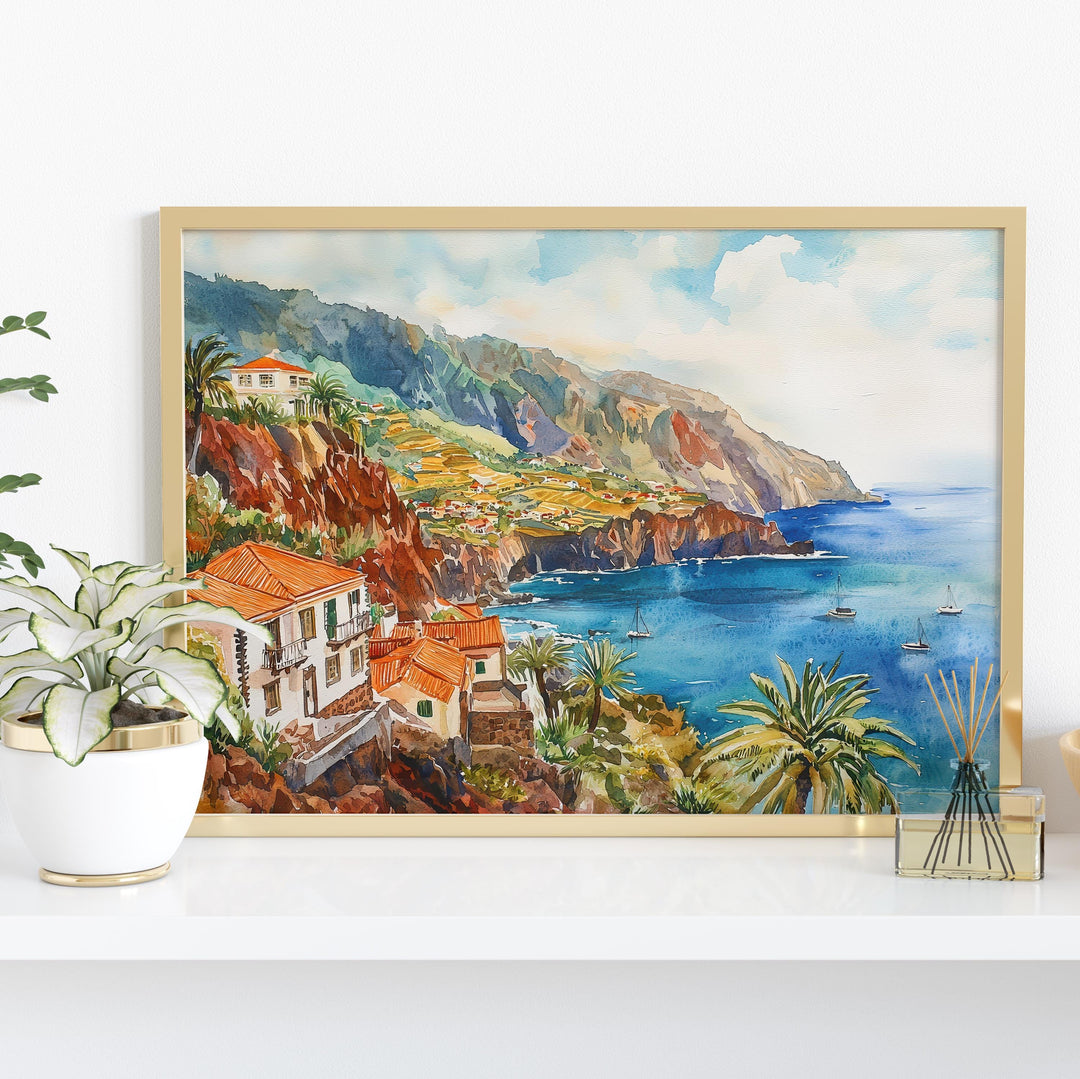 Madeira watercolor poster Wall Art Madeira Wall Hanging Home Décor Madeira Gift Art Lovers Portugal Wall Art