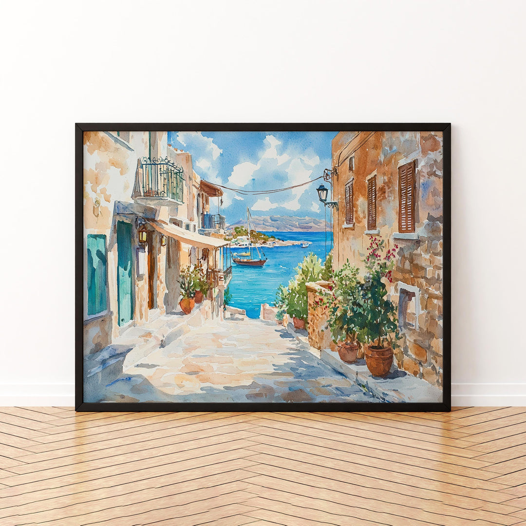 Chania watercolor poster Wall Art Chania Wall Hanging Home Décor Chania Gift Art Lovers Greece Wall Art
