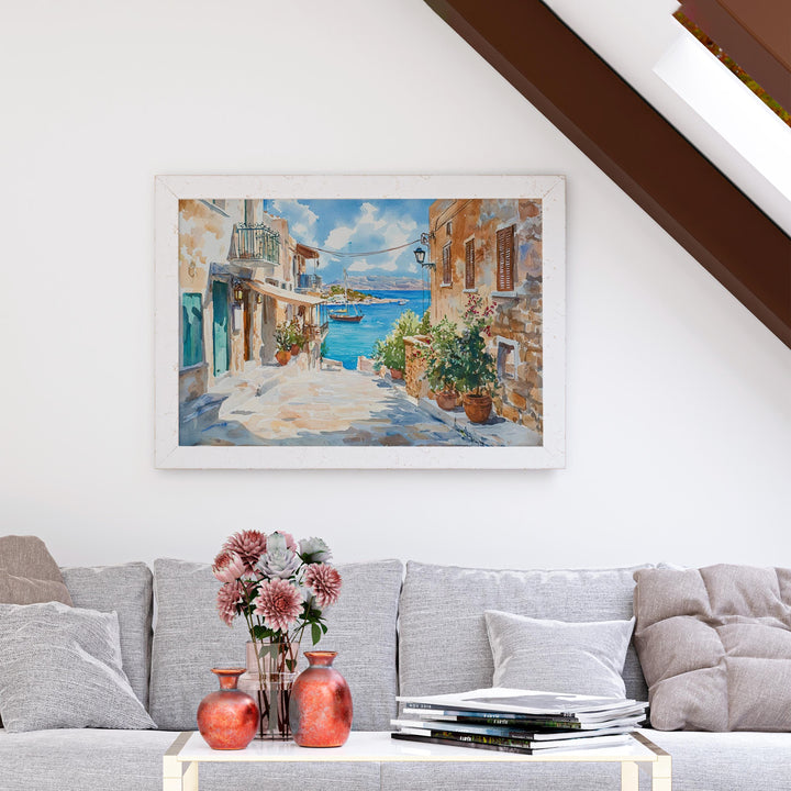 Chania watercolor poster Wall Art Chania Wall Hanging Home Décor Chania Gift Art Lovers Greece Wall Art