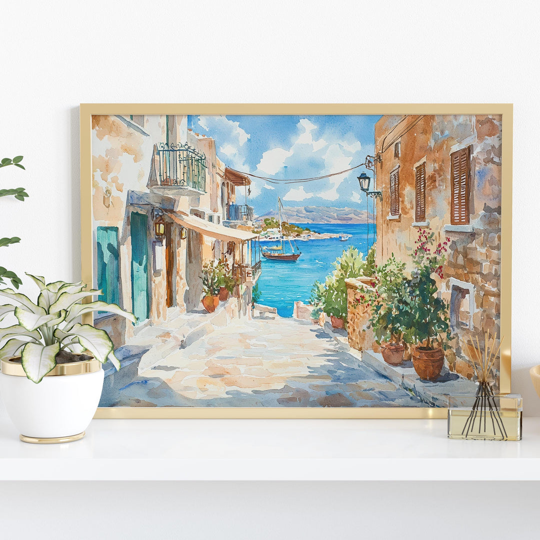 Chania watercolor poster Wall Art Chania Wall Hanging Home Décor Chania Gift Art Lovers Greece Wall Art