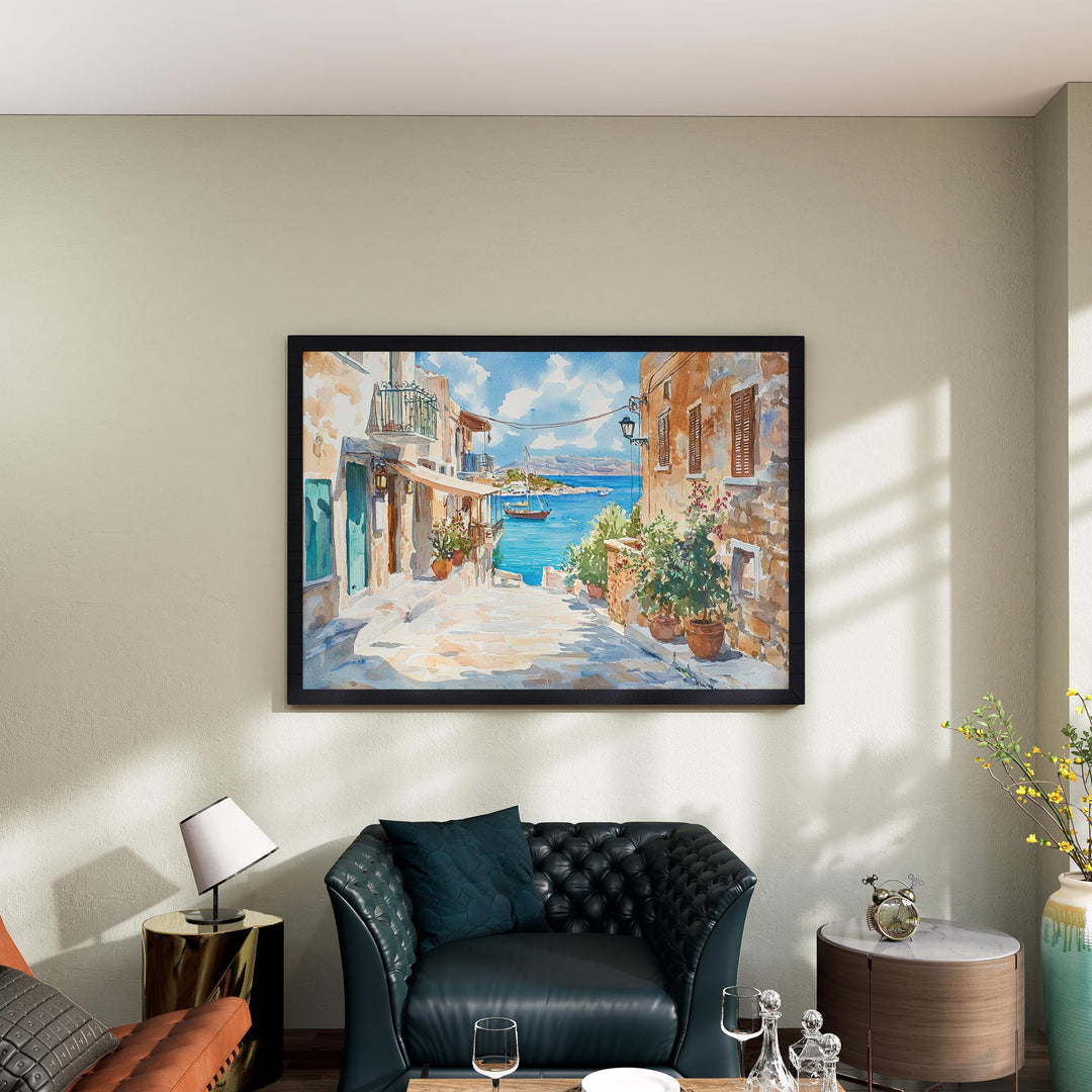 Chania watercolor poster Wall Art Chania Wall Hanging Home Décor Chania Gift Art Lovers Greece Wall Art