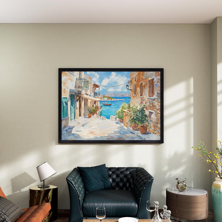 Chania watercolor poster Wall Art Chania Wall Hanging Home Décor Chania Gift Art Lovers Greece Wall Art