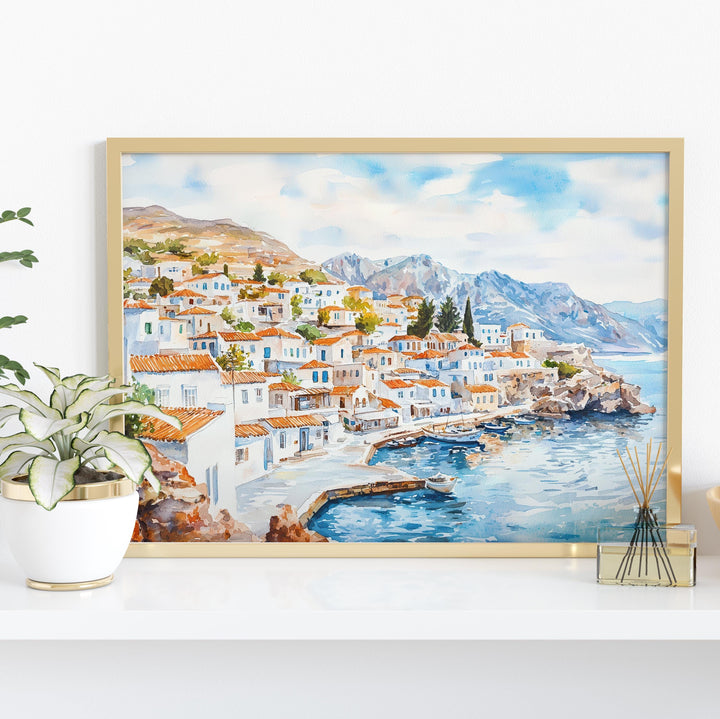 Hydra watercolor poster Wall Art Hydra Wall Hanging Home Décor Hydra Gift Art Lovers Greece Wall Art