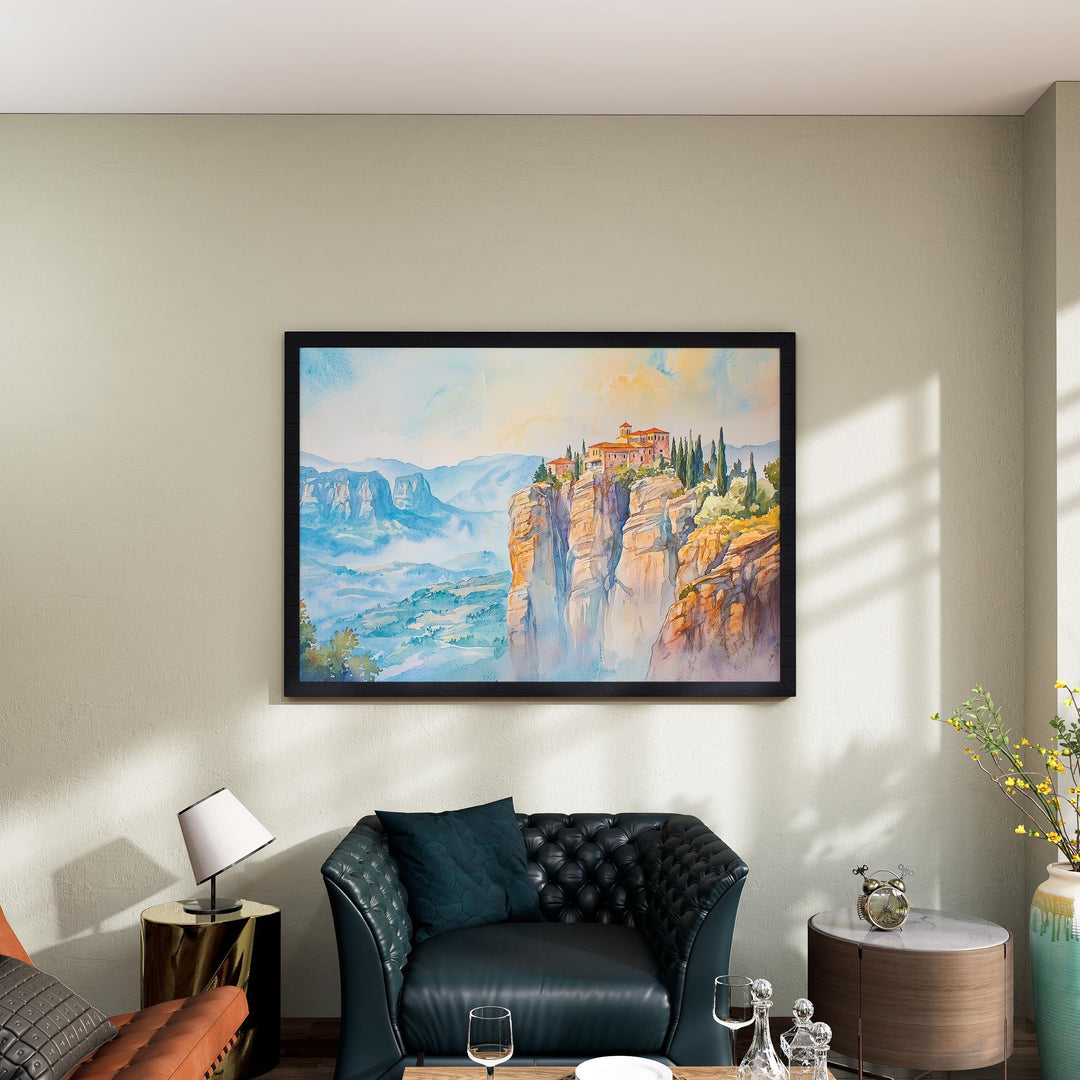 Meteora watercolor poster Wall Art Meteora Wall Hanging Home Décor Meteora Gift Art Lovers Greece Wall Art