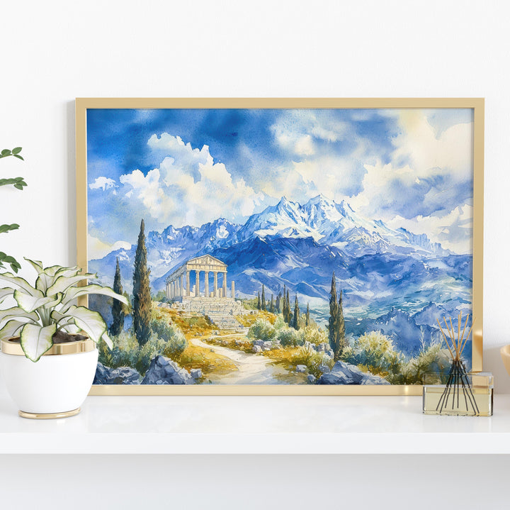 Mount Olympus watercolor poster Wall Art Mount Olympus Wall Hanging Home Décor Mount Olympus Gift Art Lovers Greece Wall Art