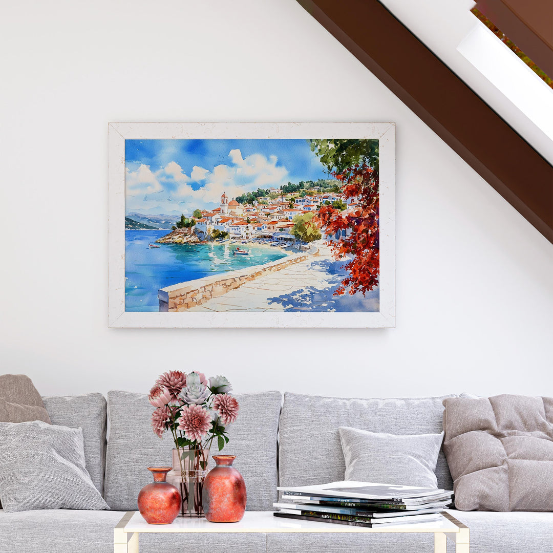 Skiathos watercolor poster Wall Art Skiathos Wall Hanging Home Décor Skiathos Gift Art Lovers Greece Wall Art