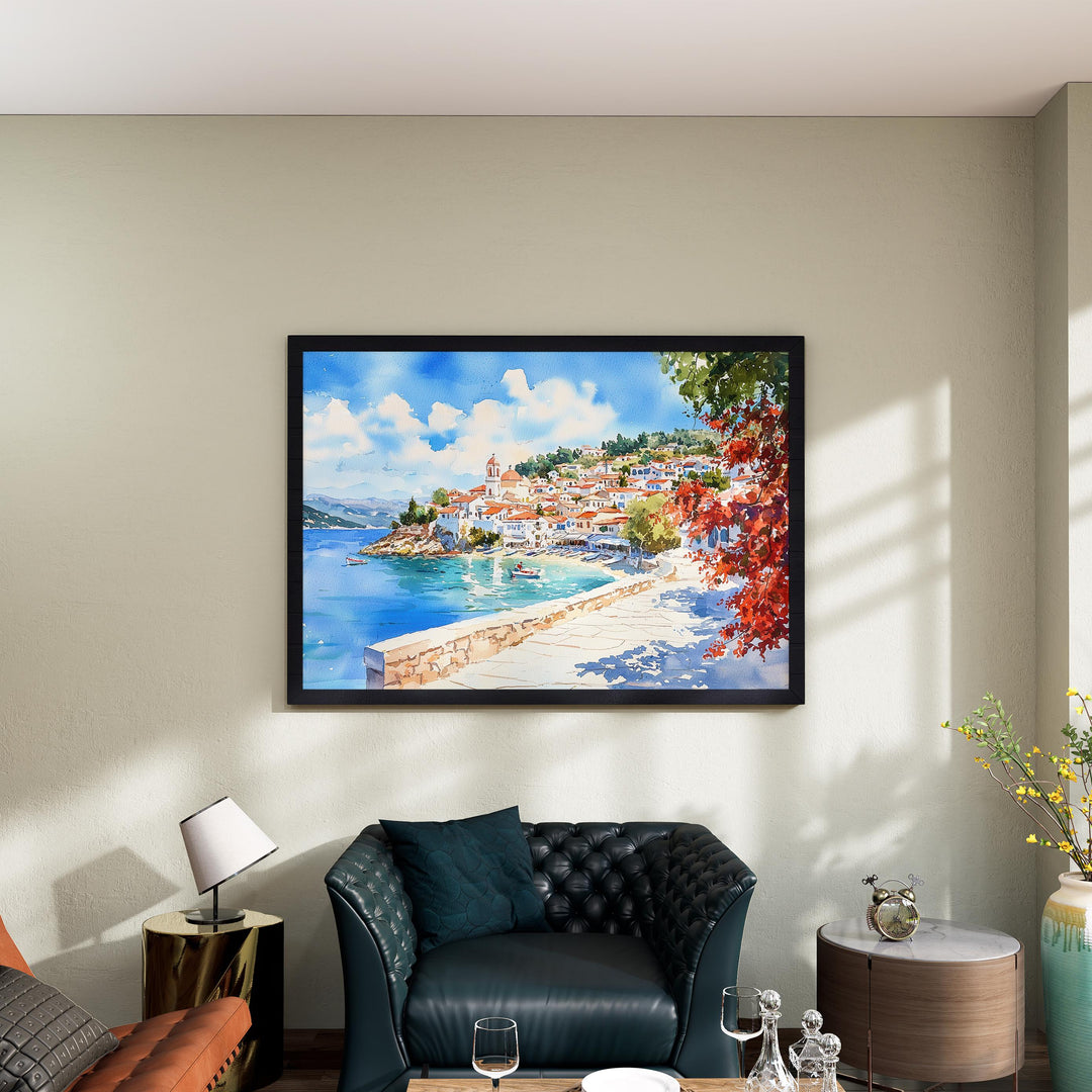 Skiathos watercolor poster Wall Art Skiathos Wall Hanging Home Décor Skiathos Gift Art Lovers Greece Wall Art