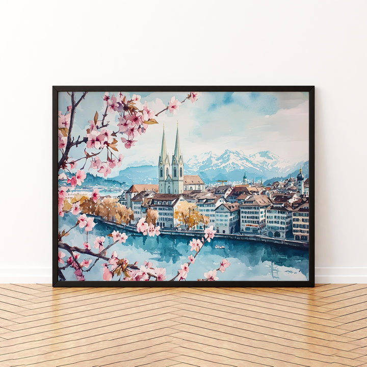 Zurich watercolor poster Wall Art Zurich Wall Hanging Home Décor Zurich Gift Art Lovers Switzerland Wall Art