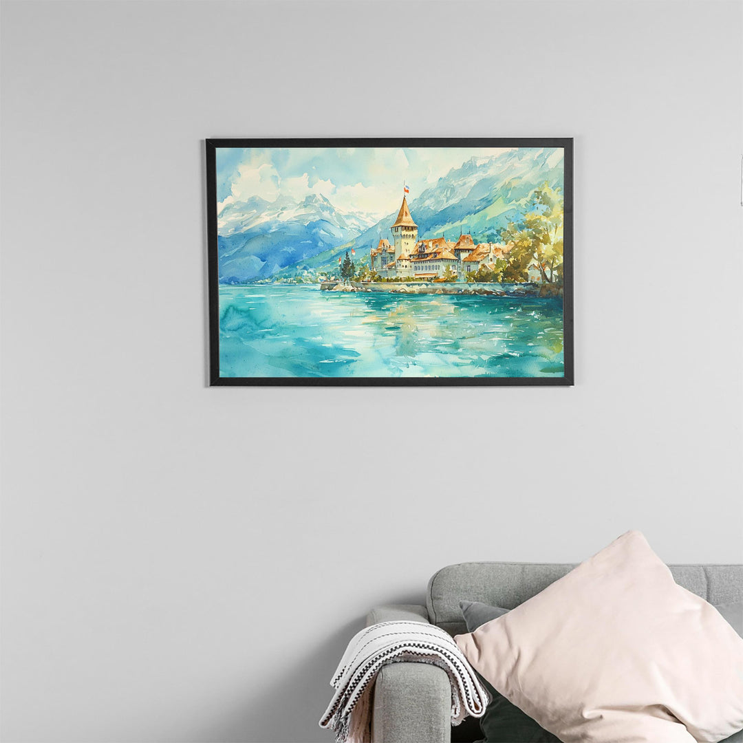 Montreux watercolor poster Wall Art Montreux Wall Hanging Home Décor Montreux Gift Art Lovers Switzerland Wall Art