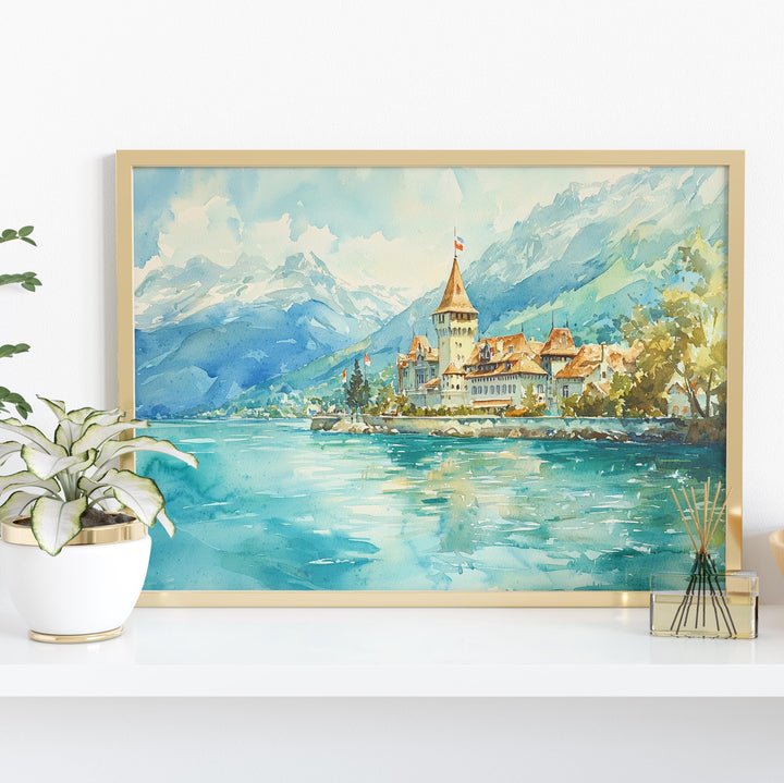 Montreux watercolor poster Wall Art Montreux Wall Hanging Home Décor Montreux Gift Art Lovers Switzerland Wall Art
