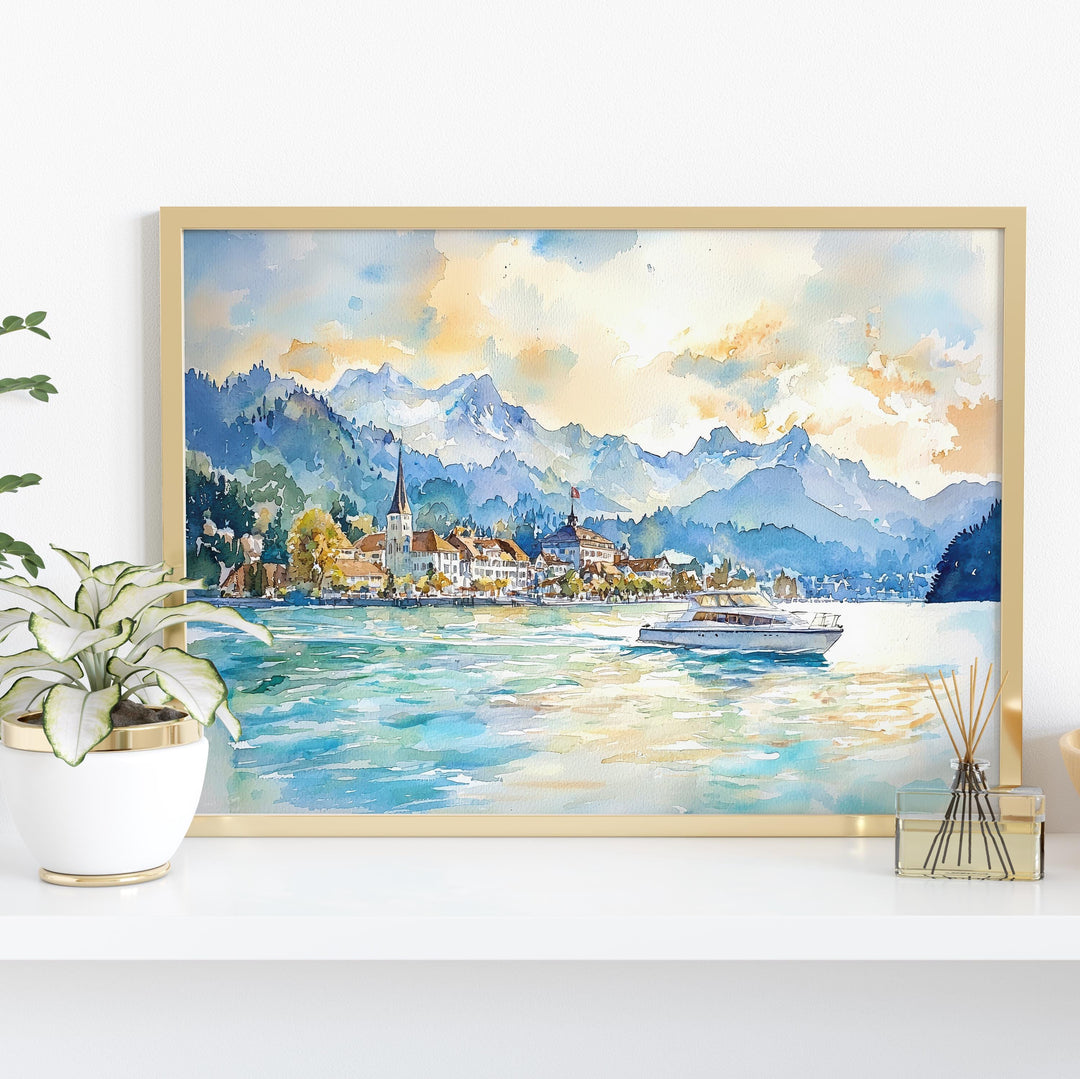 Lucerne watercolor poster Wall Art Lucerne Wall Hanging Home Décor Lucerne Gift Art Lovers Switzerland Wall Art