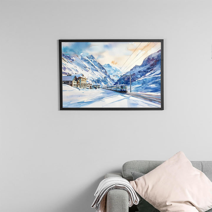 Jungfraujoch watercolor poster Wall Art Jungfraujoch Wall Hanging Home Décor Jungfraujoch Gift Art Lovers Switzerland wall art