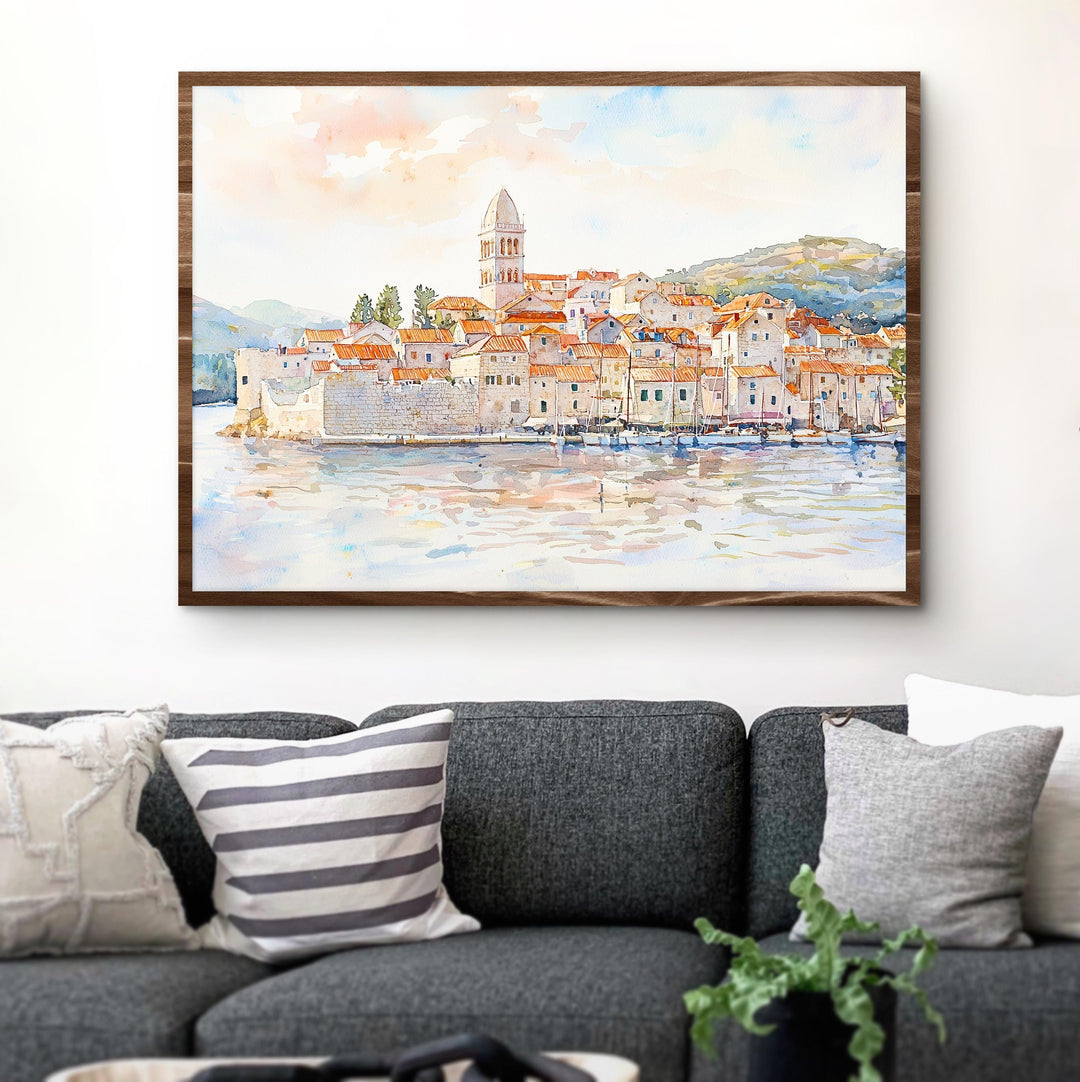 Korčula watercolor poster Wall Art Korčula Wall Hanging Home Décor Korčula Gift Art Lovers Croatia Wall Art
