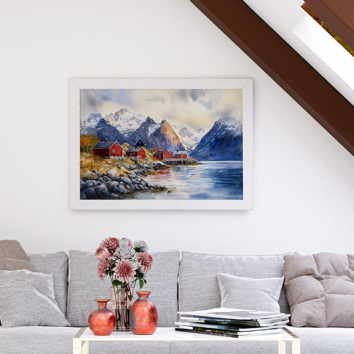 Lofoten watercolor poster Wall Art Lofoten Wall Hanging Home Décor Lofoten Gift Art Lovers Norway Wall Art