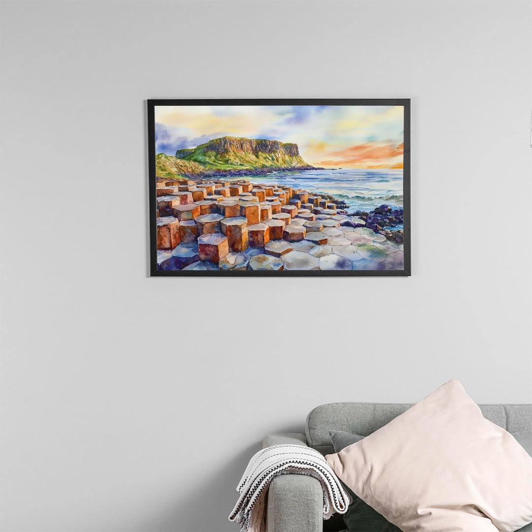 Giants Causeway watercolor poster Wall Art Giants Causeway Wall Hanging Home Décor Giants Causeway Gift Art Lovers Ireland Wall Art