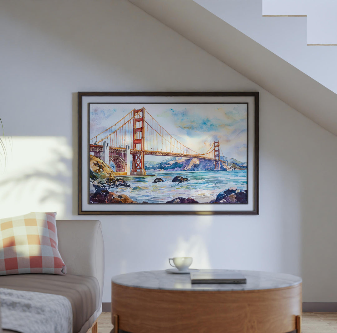 San Francisco Watercolor Poster Landscape Wall Art San Francisco Wall Hanging Home Décor San Francisco Gift Art Lovers United States Art