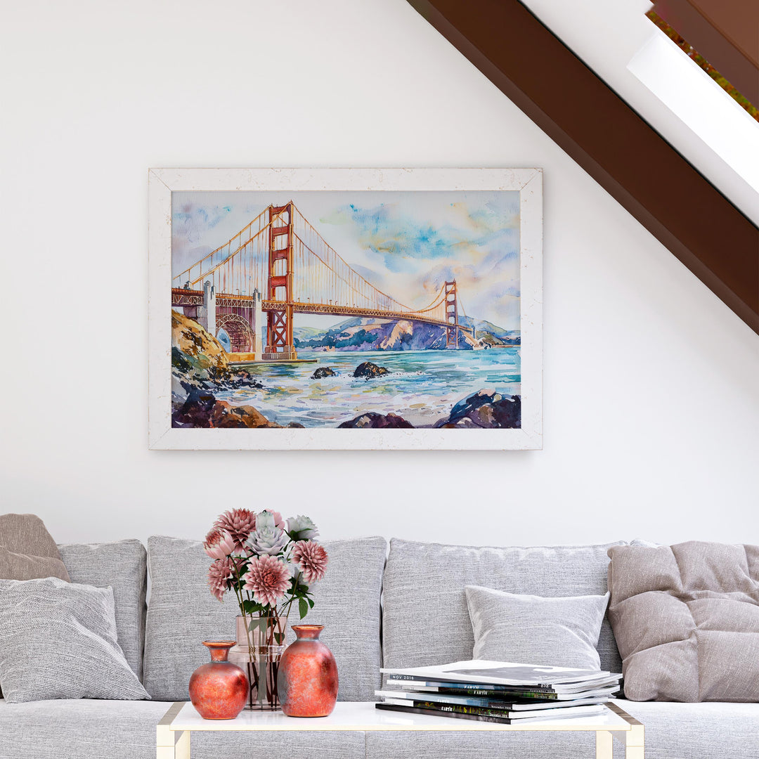 San Francisco Watercolor Poster Landscape Wall Art San Francisco Wall Hanging Home Décor San Francisco Gift Art Lovers United States Art