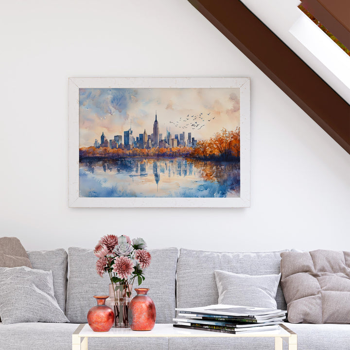 New York Watercolor Poster Landscape Wall Art New York Wall Hanging Home Décor New York Gift Art Lovers United States Wall Art