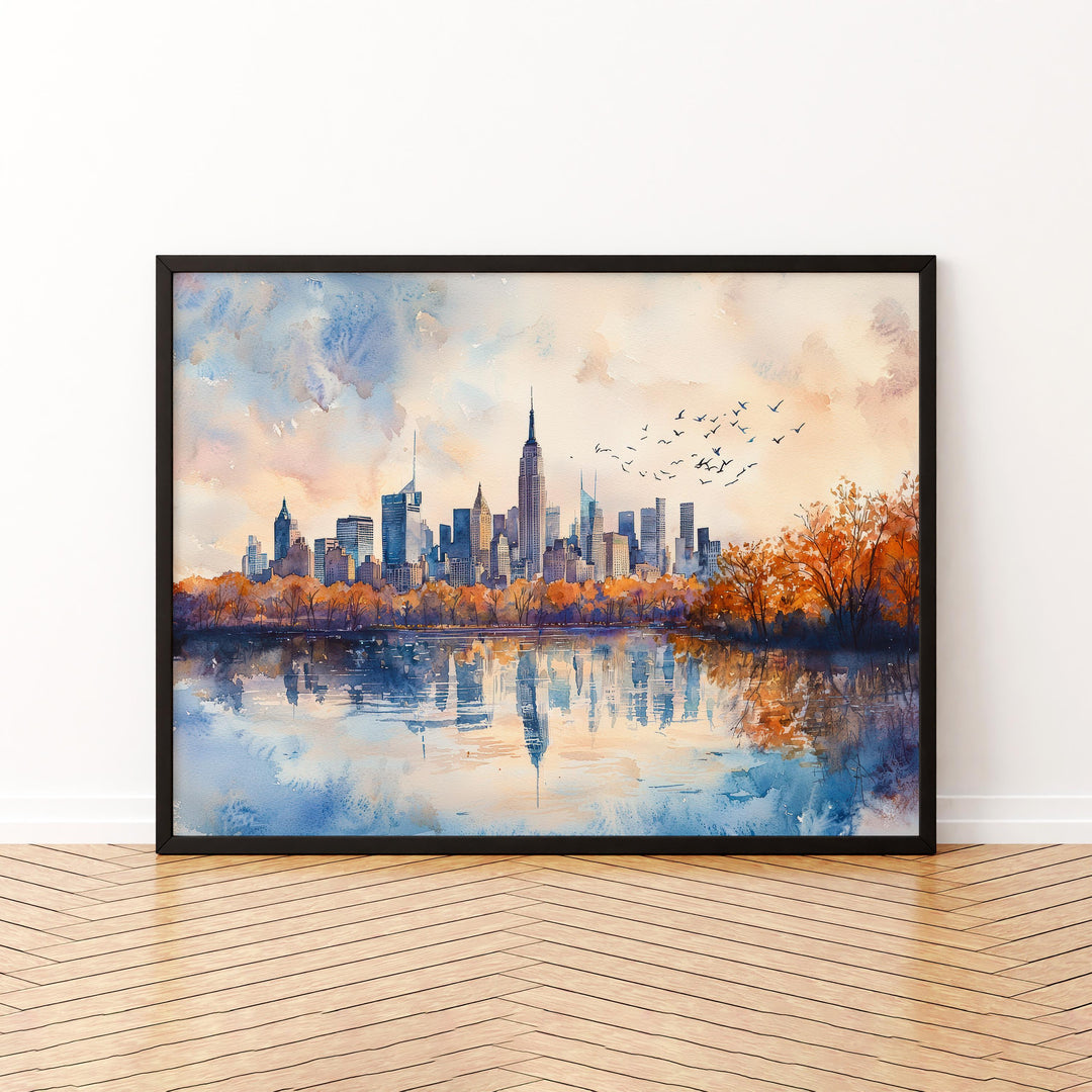 New York Watercolor Poster Landscape Wall Art New York Wall Hanging Home Décor New York Gift Art Lovers United States Wall Art