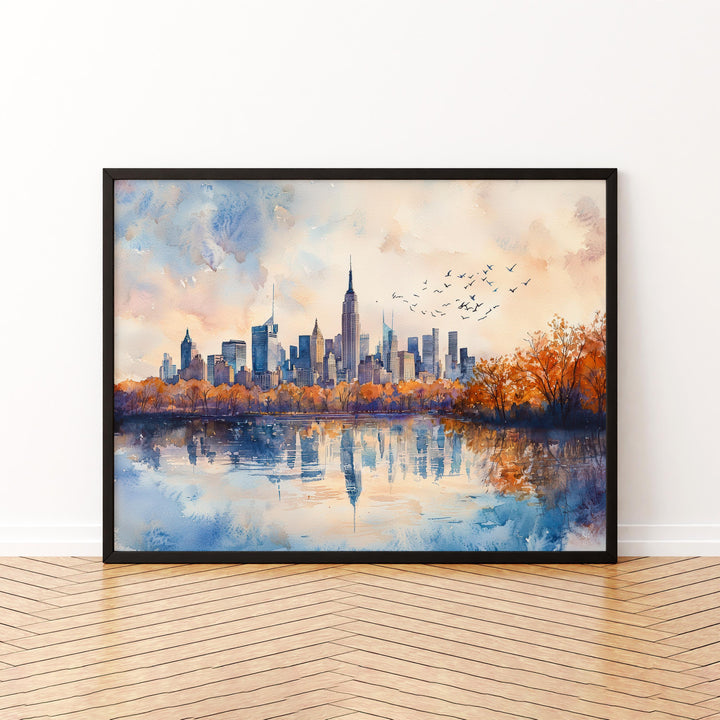 New York Watercolor Poster Landscape Wall Art New York Wall Hanging Home Décor New York Gift Art Lovers United States Wall Art