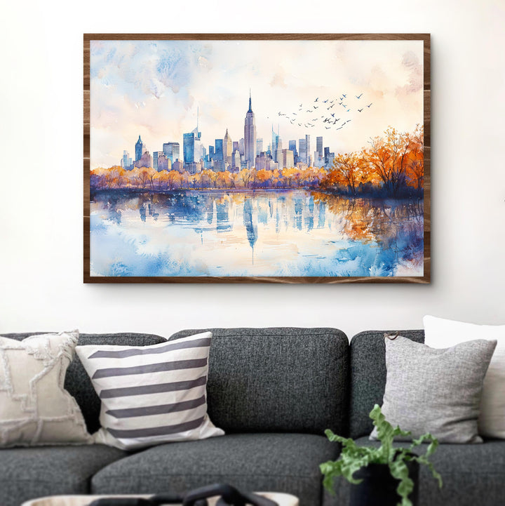 New York Watercolor Poster Landscape Wall Art New York Wall Hanging Home Décor New York Gift Art Lovers United States Wall Art