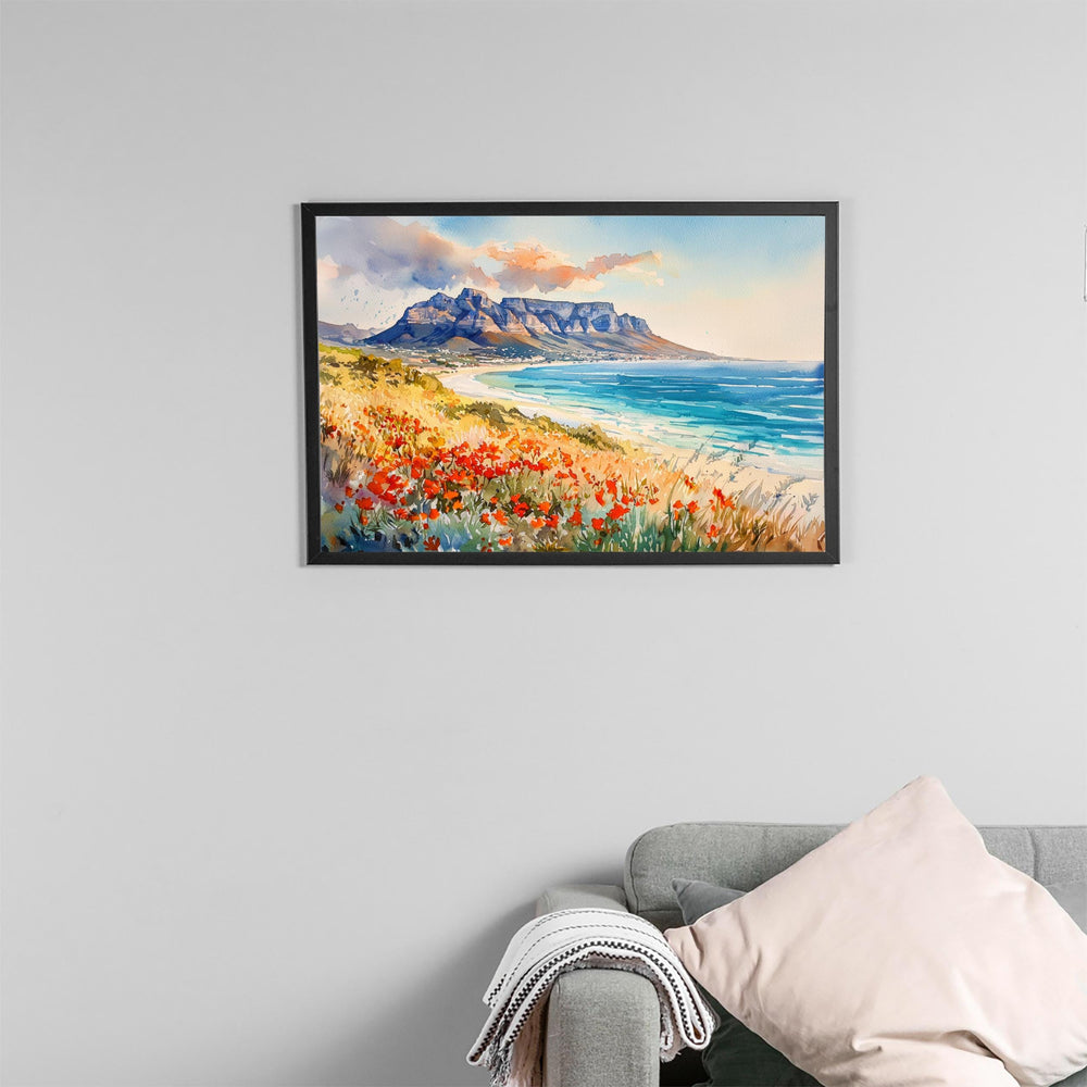 Cape Town Watercolor Poster Landscape Wall Art Cape Town Wall Hanging Home Décor Cape Town Gift Art Lovers South Africa Wall Art