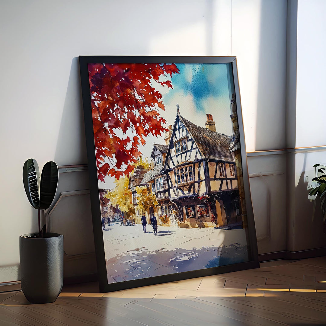 Stratford-upon-Avon watercolor poster Wall Art Stratford-upon-Avon Wall Hanging Home Décor Stratford-upon-Avon Gift Art Lovers England Art