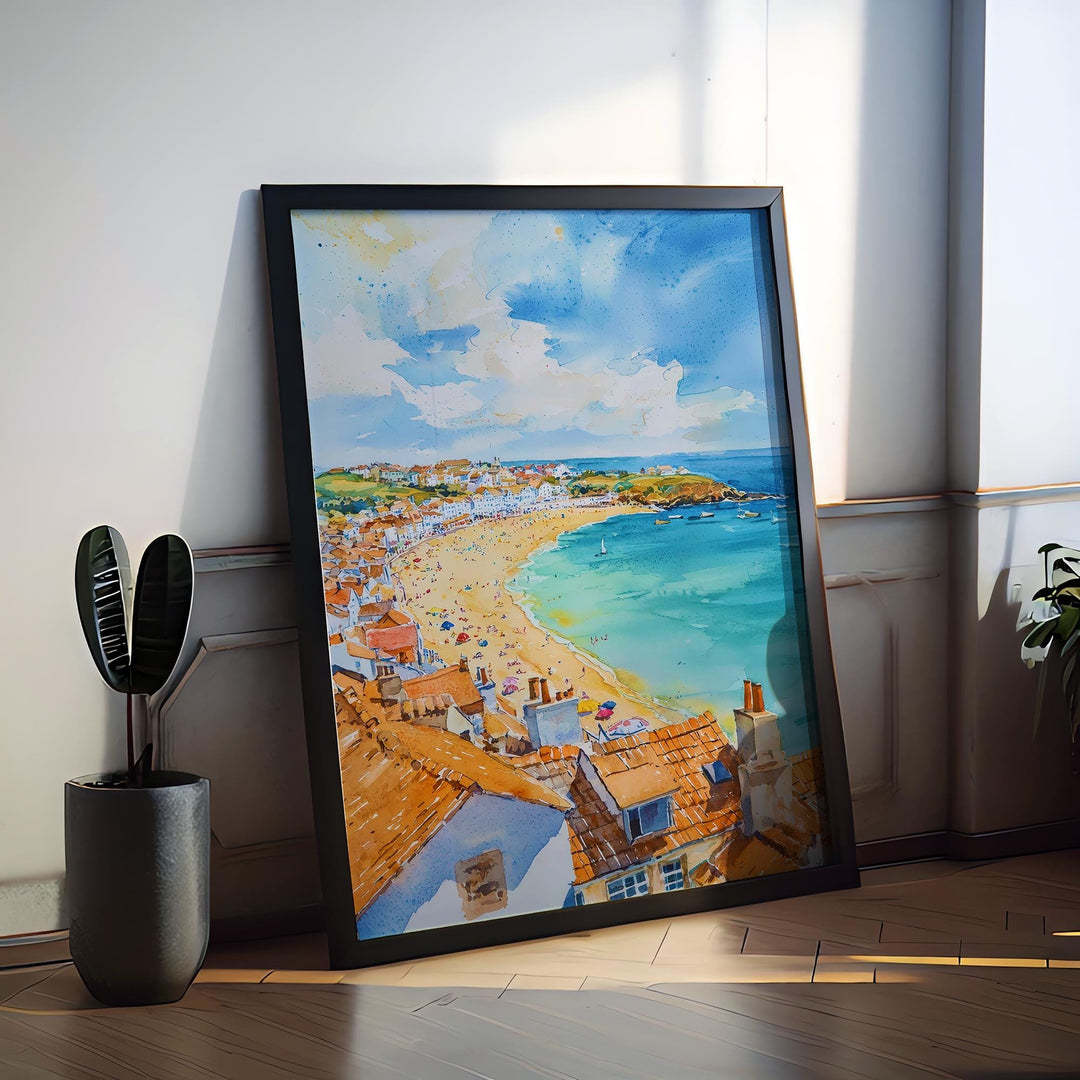 St Ives Watercolor Poster Wall Art St Ives Wall Hanging Home Décor St Ives Gift Art Lovers Cornwall Art Lover Gift