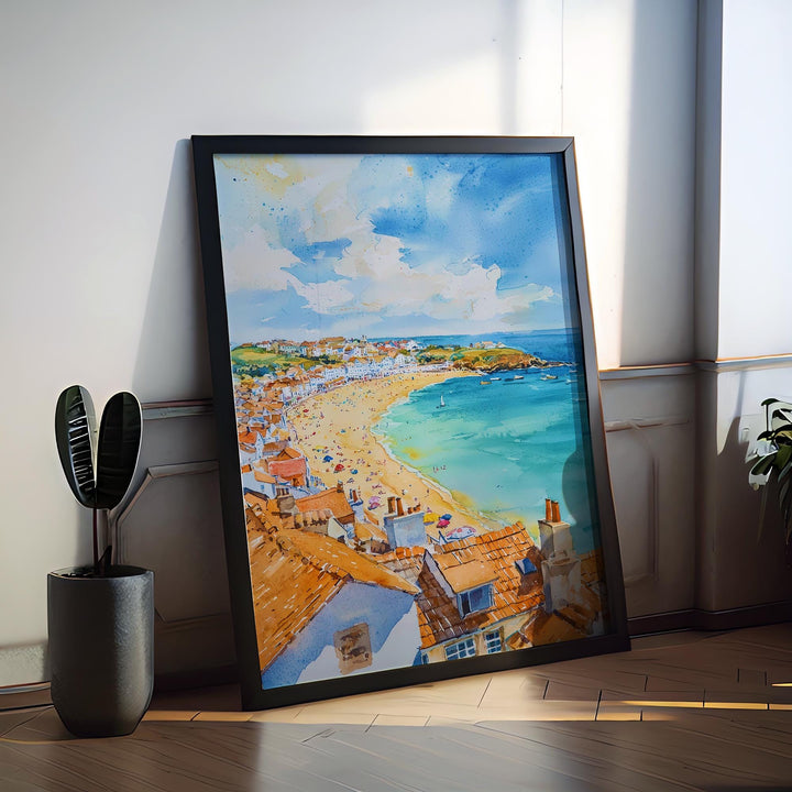 St Ives Watercolor Poster Wall Art St Ives Wall Hanging Home Décor St Ives Gift Art Lovers Cornwall Art Lover Gift
