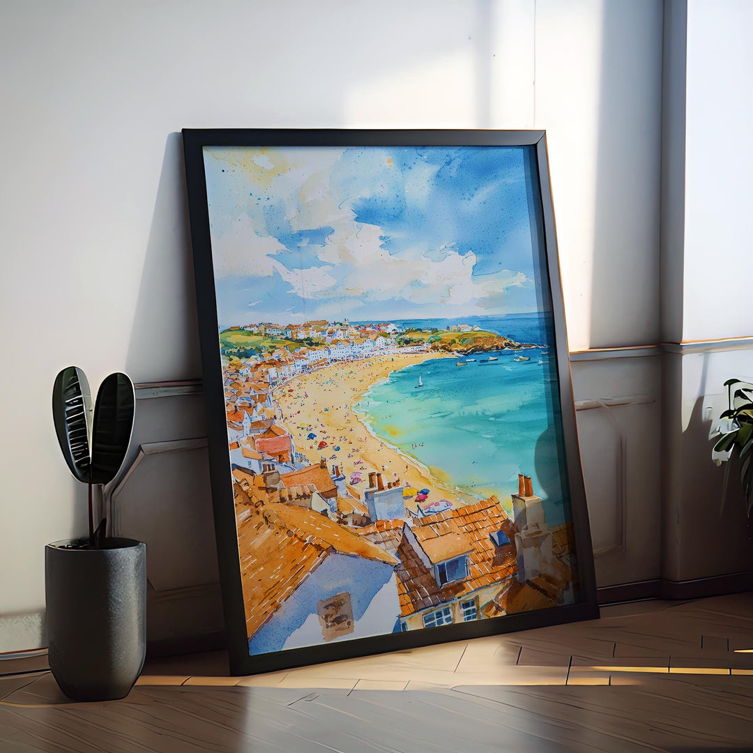 St Ives Watercolor Poster Wall Art St Ives Wall Hanging Home Décor St Ives Gift Art Lovers Cornwall Art Lover Gift