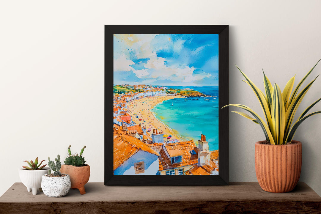 St Ives Watercolor Poster Wall Art St Ives Wall Hanging Home Décor St Ives Gift Art Lovers Cornwall Art Lover Gift