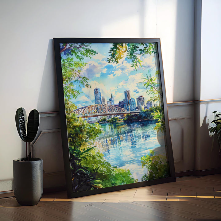 Brisbane watercolor poster Wall Art Brisbane Wall Hanging Home Décor Brisbane Gift Art Lovers Australia Wall Art