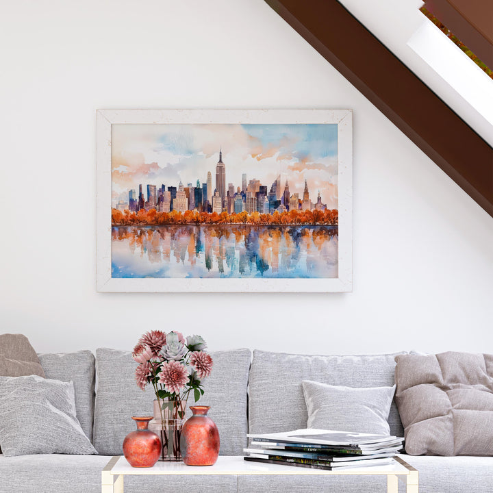 New York Watercolor Poster Landscape Wall Art New York Wall Hanging Home Décor New York Gift Art Lovers United States Wall Art
