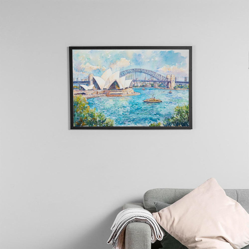 Sydney Opera House Watercolor Poster Landscape Wall Art Sydney Opera House Wall Hanging Home Décor Sydney Opera House Gift Art Lovers