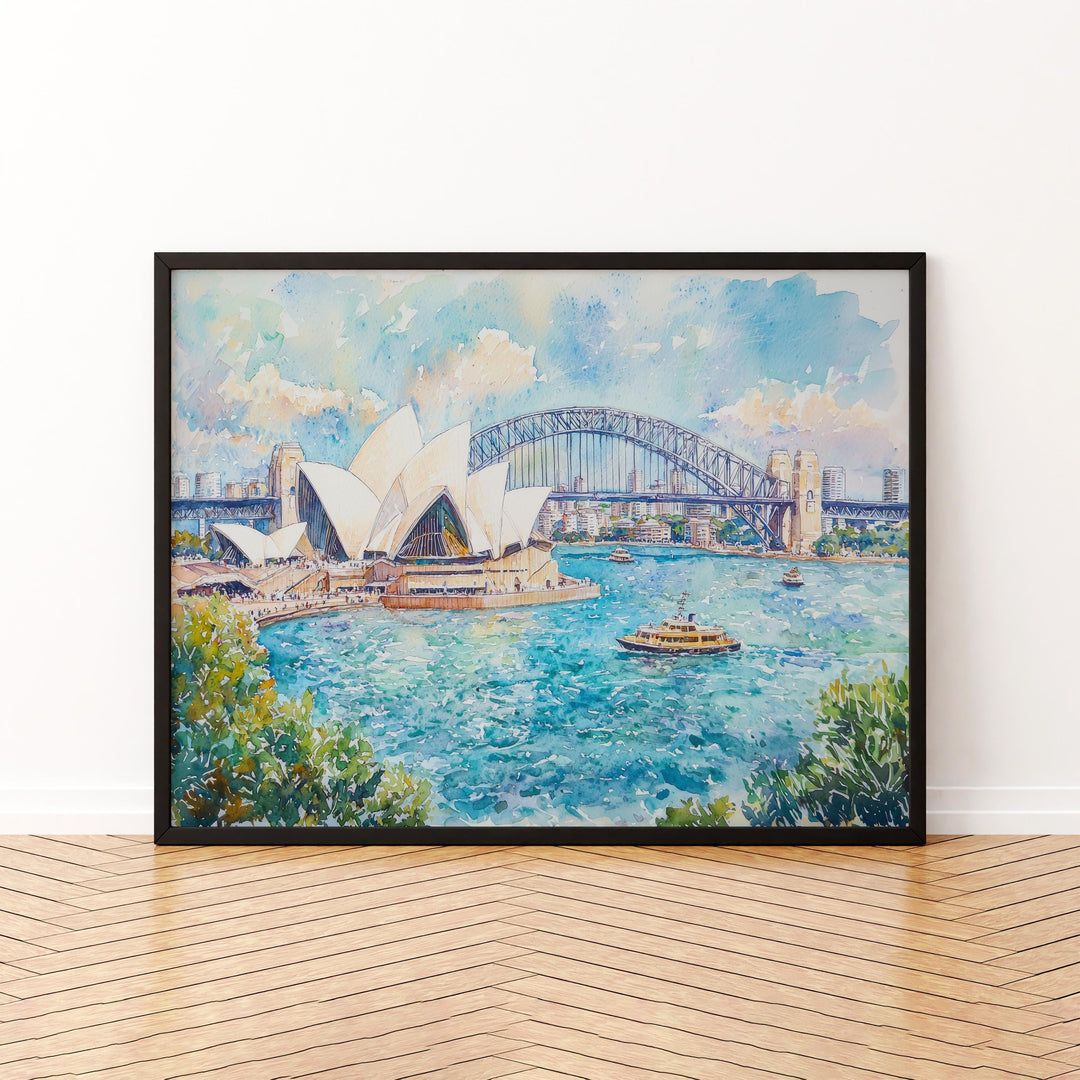 Sydney Opera House Watercolor Poster Landscape Wall Art Sydney Opera House Wall Hanging Home Décor Sydney Opera House Gift Art Lovers