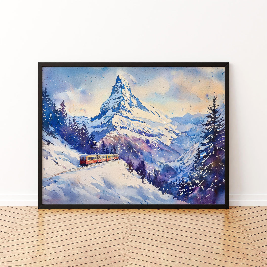 Zermatt Watercolor Poster Landscape Wall Art Zermatt Wall Hanging Home Décor Zermatt Gift Art Lovers Switzerland Wall Art