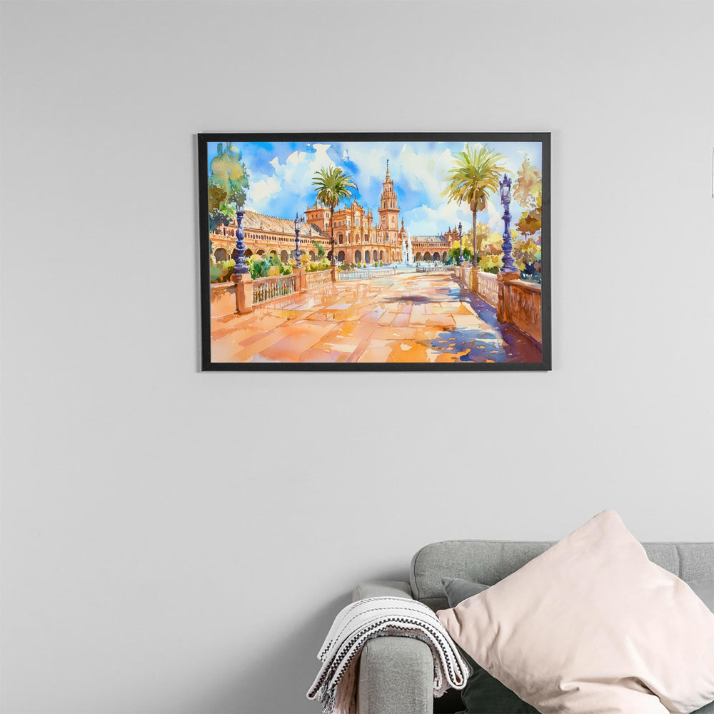 Seville Watercolor Poster Landscape Wall Art Seville Wall Hanging Home Décor Seville Gift Art Lovers Spain Wall Art