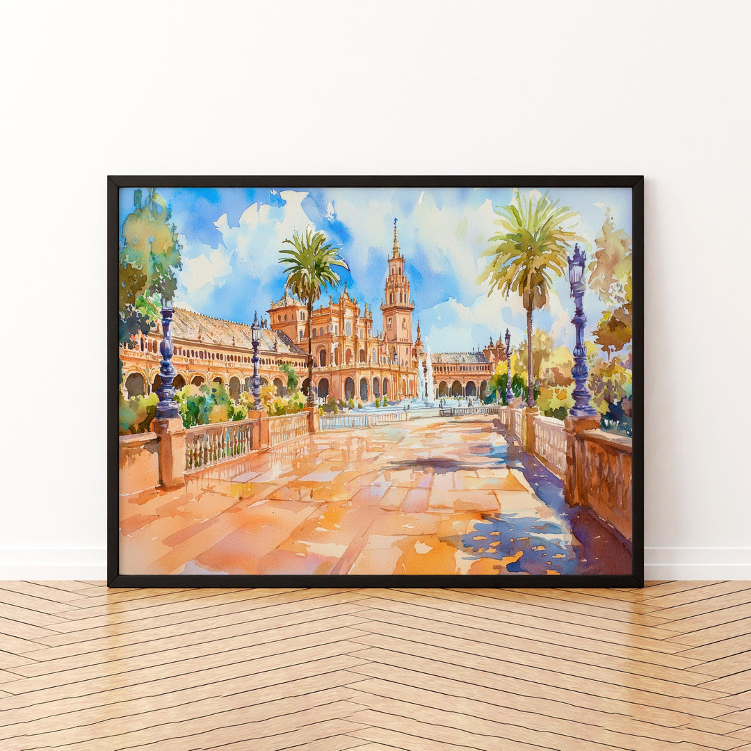 Seville Watercolor Poster Landscape Wall Art Seville Wall Hanging Home Décor Seville Gift Art Lovers Spain Wall Art