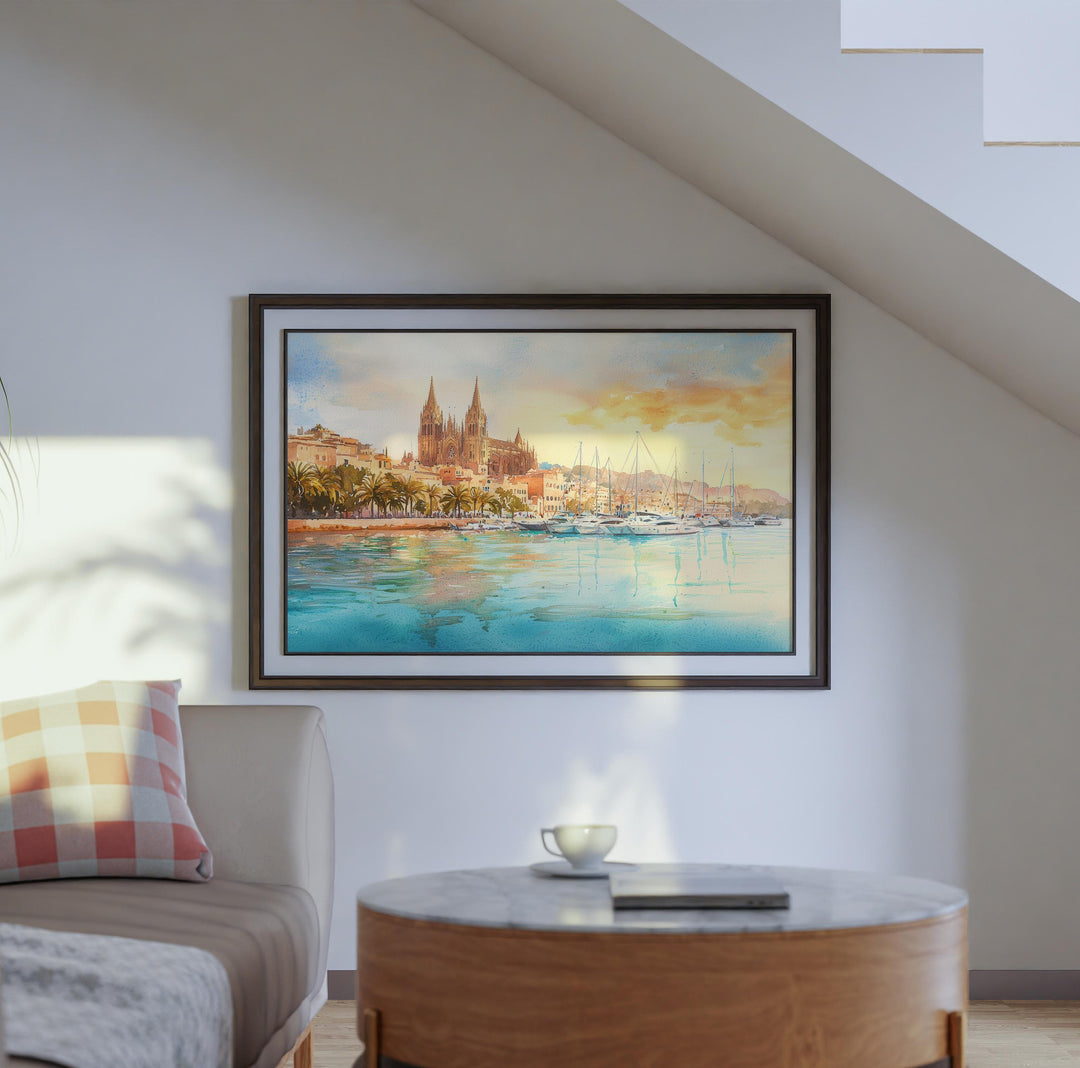 Palma de Mallorca Watercolor Poster Landscape Wall Art Palma de Mallorca Wall Hanging Home Décor Palma de Mallorca Gift Art Lovers Spain