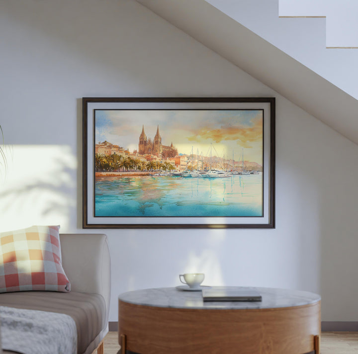 Palma de Mallorca Watercolor Poster Landscape Wall Art Palma de Mallorca Wall Hanging Home Décor Palma de Mallorca Gift Art Lovers Spain