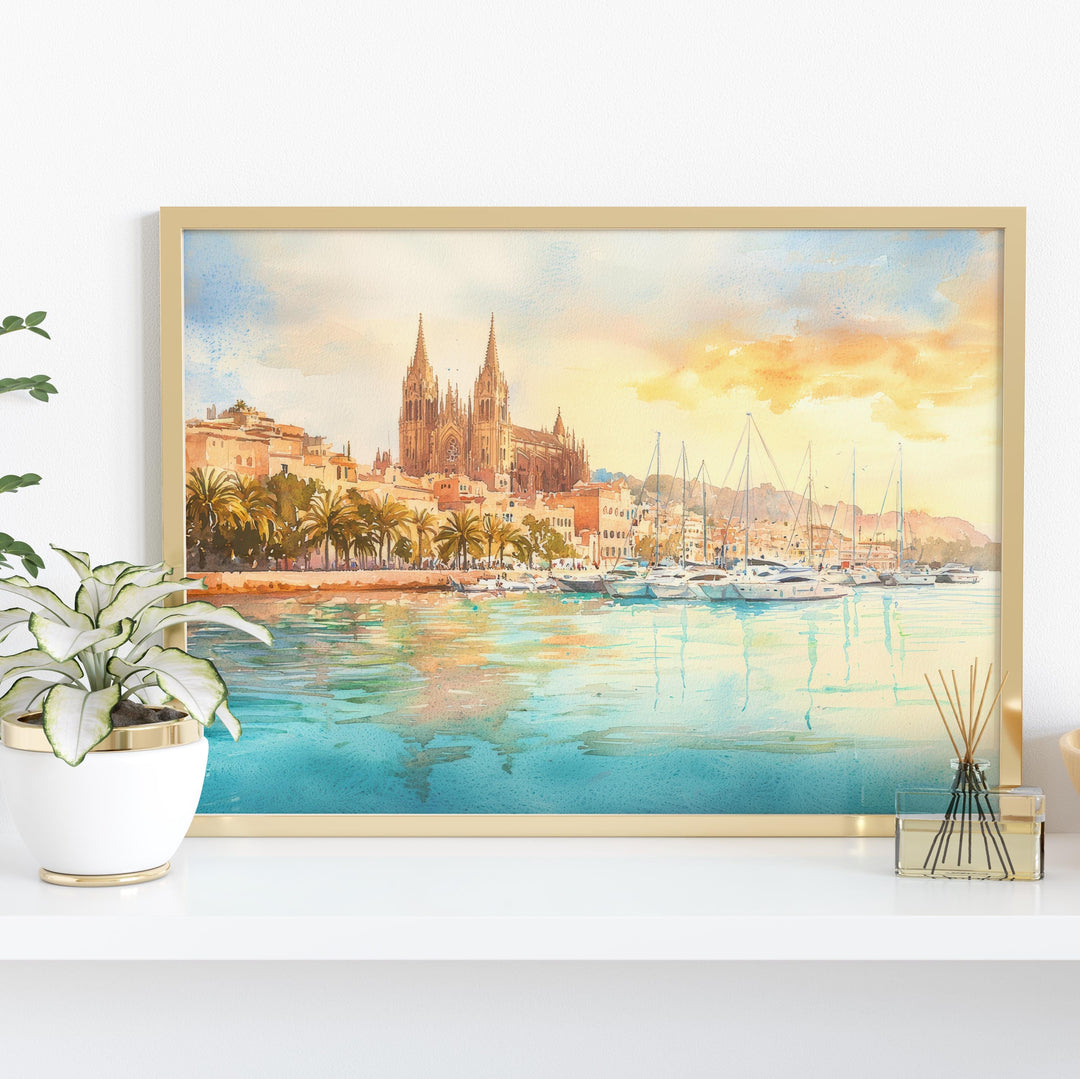 Palma de Mallorca Watercolor Poster Landscape Wall Art Palma de Mallorca Wall Hanging Home Décor Palma de Mallorca Gift Art Lovers Spain